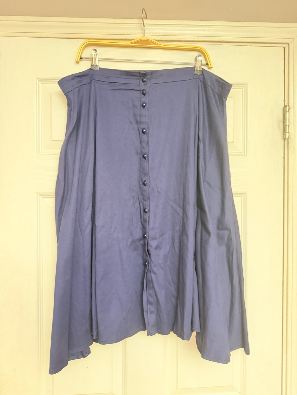 Collectif Indigo Button-Front Midi Skirt
